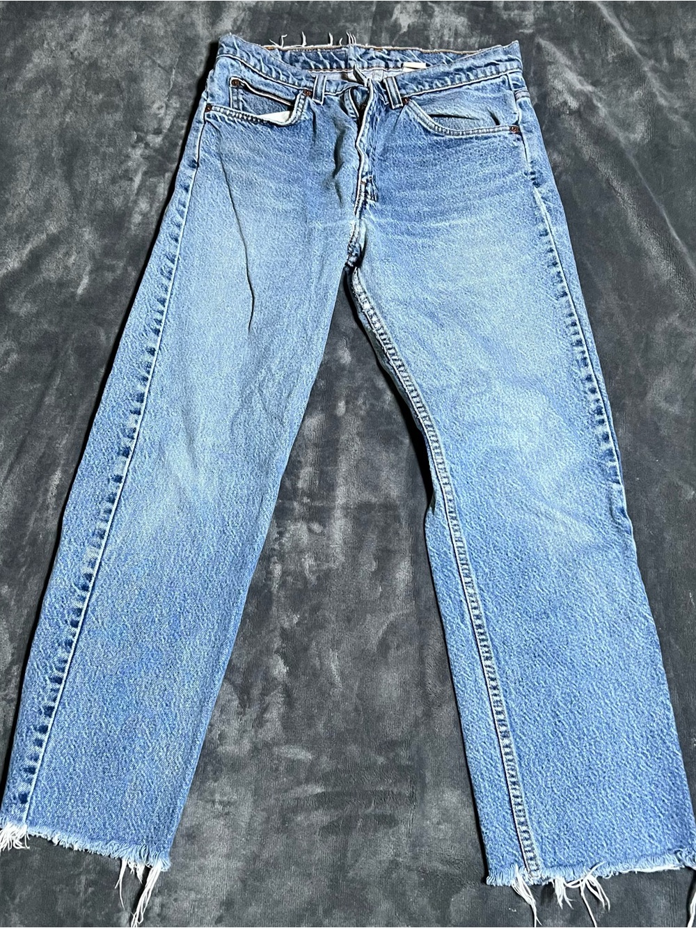 Vintage Levi's 505 Orange Tab Straight Leg Jeans Distressed Frayed Hem 31x27